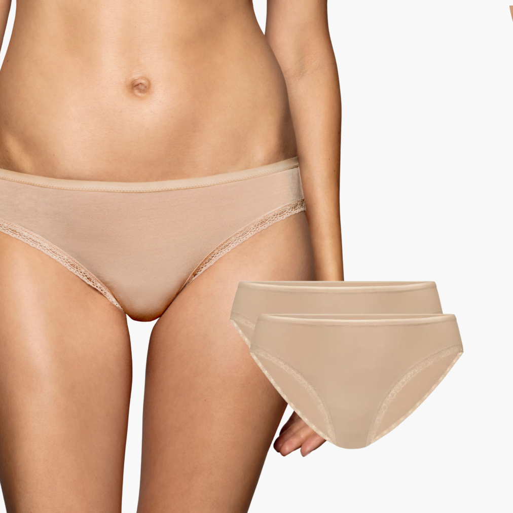 Figi damskie Atlantic Sport, 2-pak 2BLP-054 beżowe WYPRZEDAŻ