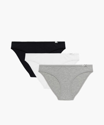 Figi damskie Atlantic Bikini 3CLP-001-CZA/BIA/SZMJ, 3-pak, białe, czarne, szary melanż