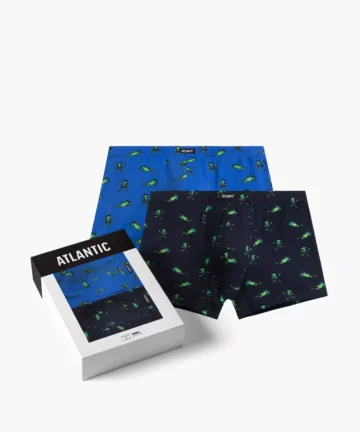 Bokserki męskie Atlantic 2MHH-006-GRA/NIEC, 2-pak, granatowe/niebieskie