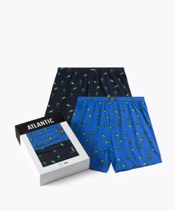 Bokserki męskie luźne Atlantic 2MBH-006-GRA/NIEC, 2-pak, granatowe/niebieskie