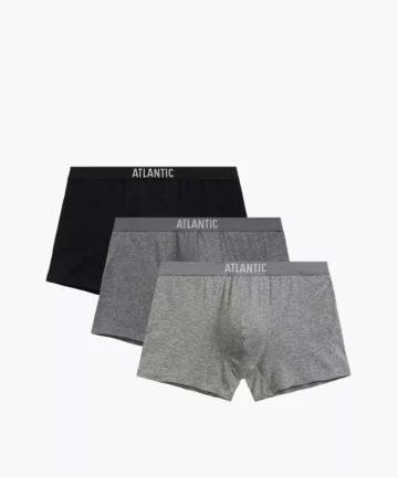 Bokserki Atlantic 3MH-011-CZA/SZM/SZMC, 3-pak, czarne/szary melanż/szary