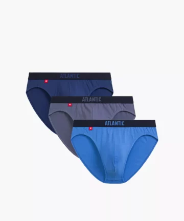 Slipy męskie sport Atlantic 3MP-094-NIEC/NIEJ/IND, 3-pak, niebieskie/indygo