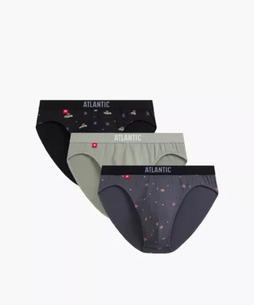 Slipy męskie Sport Atlantic 3MP-194-CZA/ZIEJ/GRF, 3-pak, czarne/zielone/grafitowe