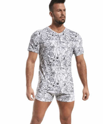 T-shirt męski Cornette HE 523/02 biało-czarny