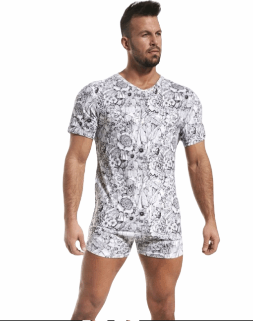 T-shirt męski Cornette HE 523/02 biało-czarny