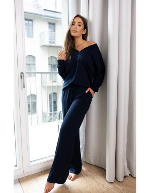Piżama damska Sensis Navy Blue długa granatowy - obrazek 5