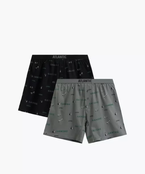 2-PACK Bokserki męskie luźne Atlantic 2MBX-084-CZA/KHAJ