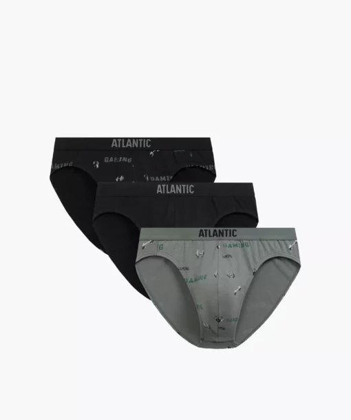 3-PACK slipy męskie Atlantic sport 3MP-206-CZA/CZA/KHAJ