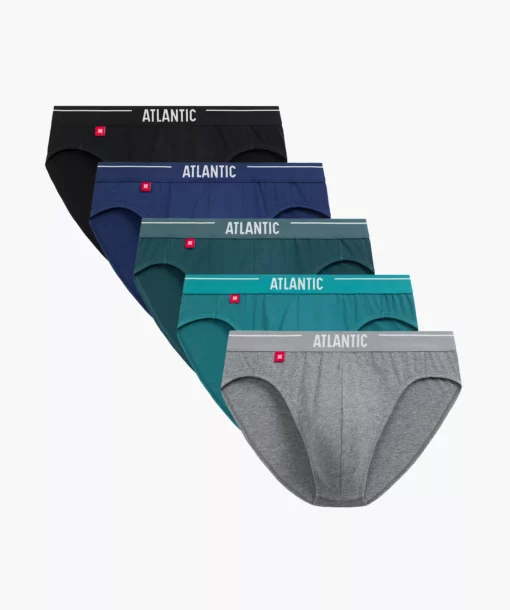 5-PACK Slipy męskie Atlantic sport 5SMP-004-NIE/ZIE/CZA/SZM/NIEC