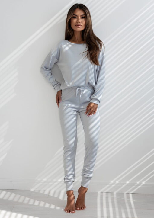 Piżama damska Sensis Silver dres długa poliester Angora Soft szary - obrazek 6
