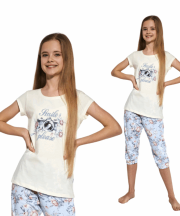 Piżama dziewczęca Cornette DZ 570/95 Smile ecri