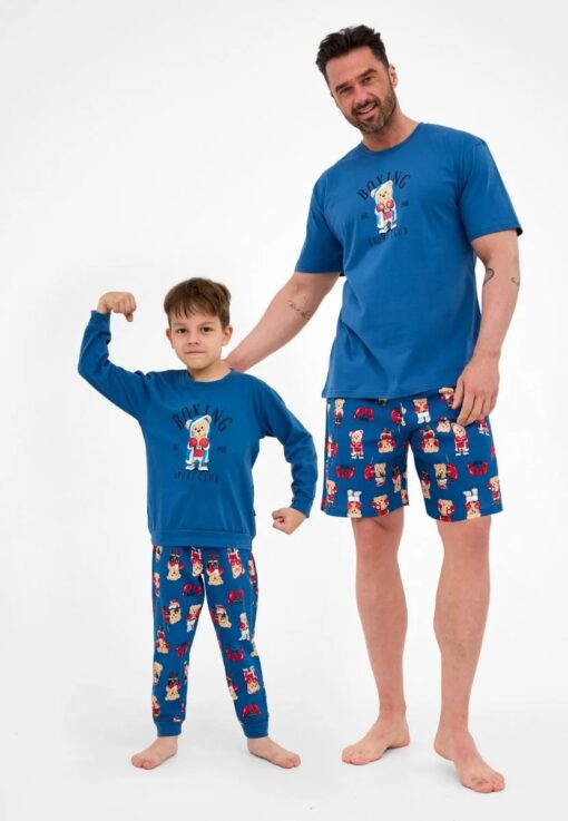 Piżama chłopięca Cornette 593/178 Boxer jeans długa bawełna - obrazek 2