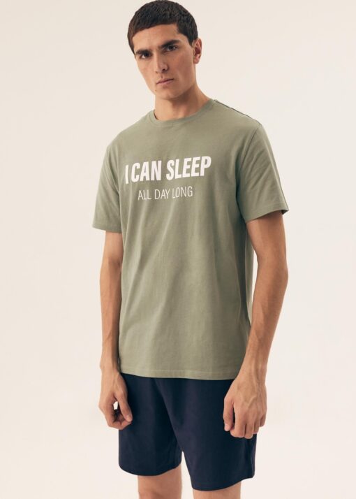 Piżama męska Henderson 42614 Sleeper 77X zielona krótka bawełna - obrazek 2
