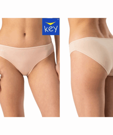 2-PACK Figi damskie KEY LPR-185 BE beżowe bawełniane