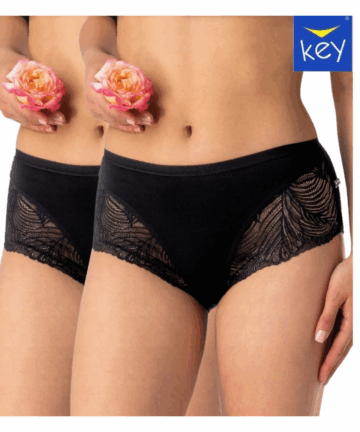 2-PACK Figi damskie KEY LPC-112 CZ czarne bawełniane
