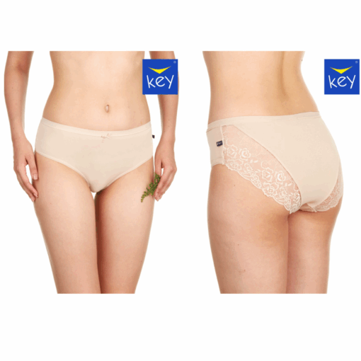 2-PACK Figi damskie KEY LPC-162 beżowe bawełniane
