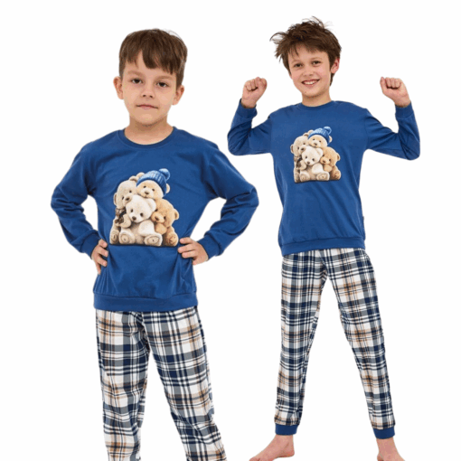 Piżama chłopięca Cornette 966/174 Bears 134-164 jeans długa bawełna