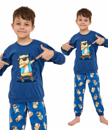 Piżama chłopięca Cornette 593/177 Capybara jeans długa bawełna