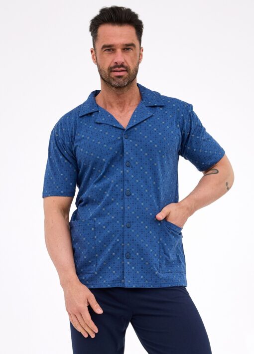 Piżama męska Cornette 318/57 rozpinana jeans - obrazek 2