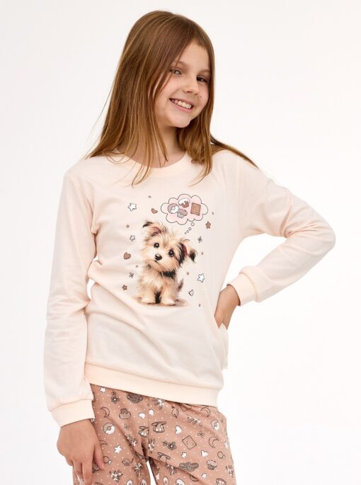 Piżama dziewczęca Cornette 592/193 Sweet Dog 134-164 ecri - obrazek 2