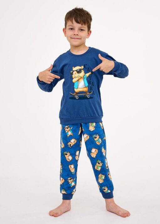 Piżama chłopięca Cornette 593/177 Capybara 86-128 jeans długa bawełna - obrazek 4