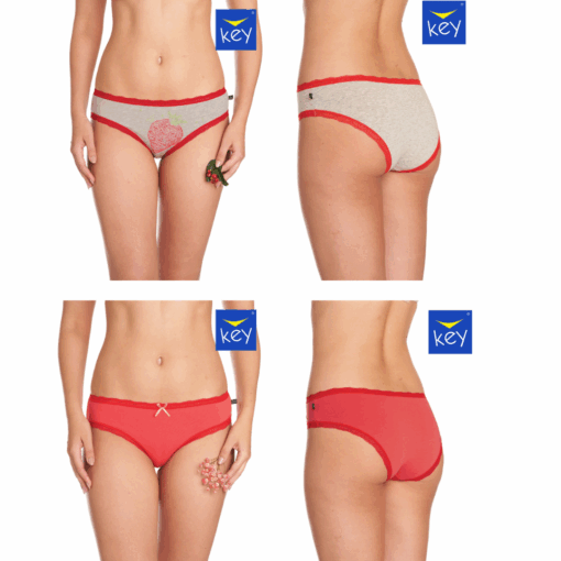 2-PACK Figi damskie KEY LPN-709 A22 mix kolorów bawełniane