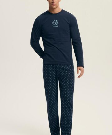 Piżama męska Henderson Core 43478 Lush navy długa bawełna