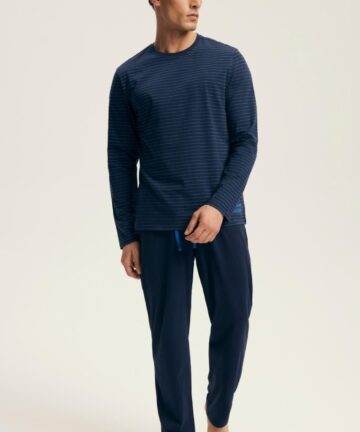 Piżama męska Henderson Premium 43455 New navy długa bawełna