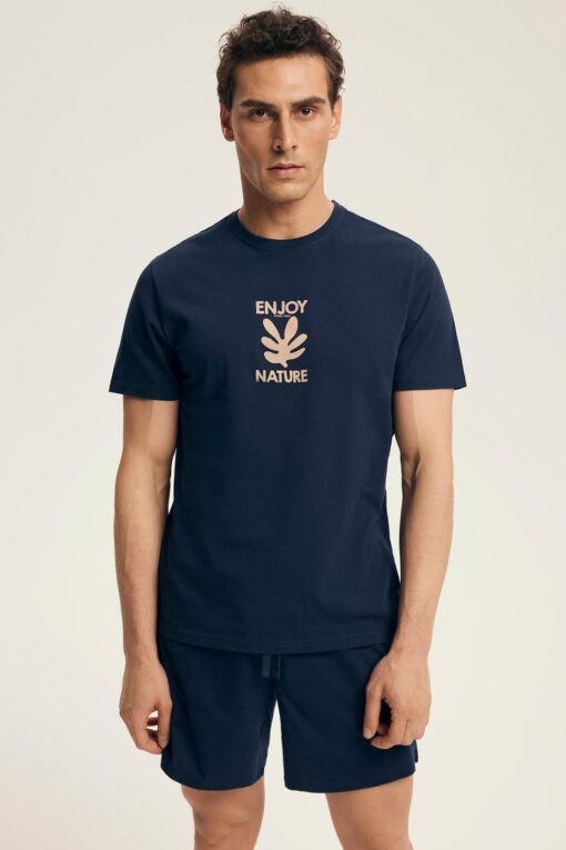 Piżama męska Henderson Core 43462 Legend navy bawełna krótka