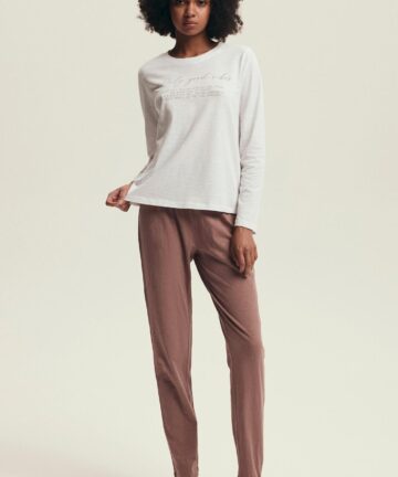 Piżama damska Henderson Ladies 43701 Delanie dusty rose długa bawełna