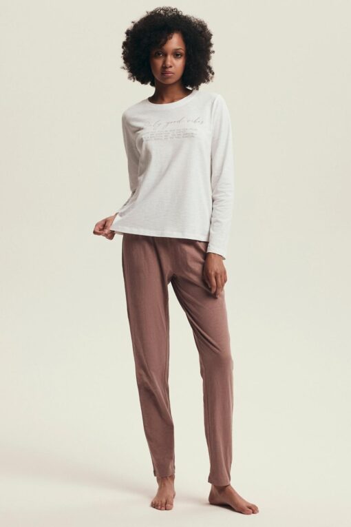 Piżama damska Henderson Ladies 43701 Delanie dusty rose długa bawełna