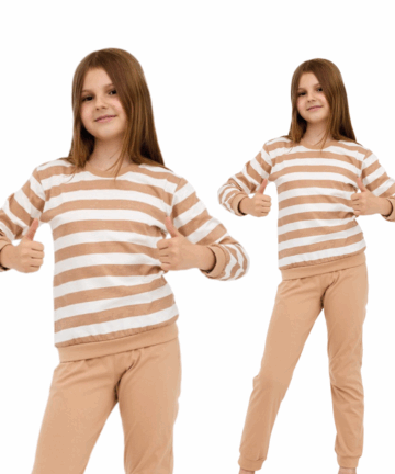 Piżama dziewczęca Cornette 947/198 Molly 2 134-164 beżowa długa bawełna