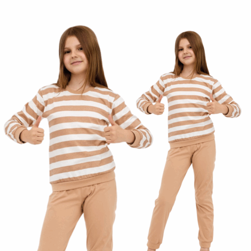 Piżama dziewczęca Cornette 947/198 Molly 2 134-164 beżowa długa bawełna