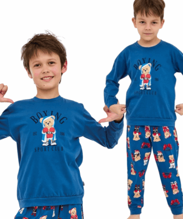 Piżama chłopięca Cornette 593/178 Boxer jeans długa bawełna
