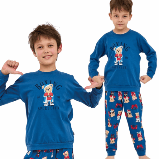 Piżama chłopięca Cornette 593/178 Boxer jeans długa bawełna