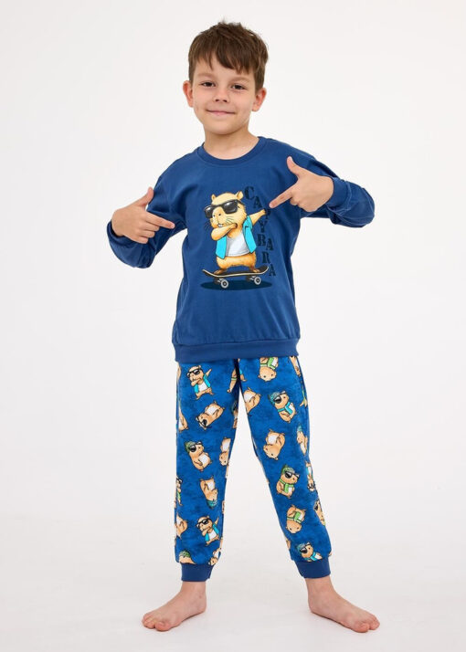 Piżama chłopięca Cornette 593/177 Capybara jeans długa bawełna - obrazek 3