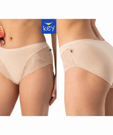 2-PACK Figi damskie KEY LPC-112 BE beżowe bawełniane
