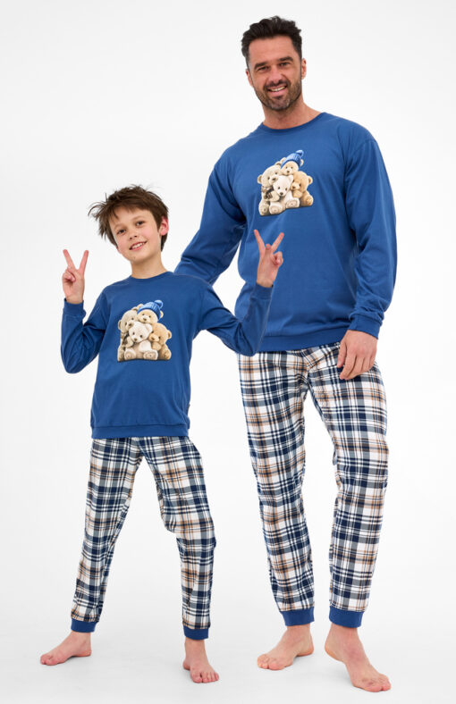 Piżama chłopięca Cornette 966/174 Bears 134-164 jeans długa bawełna - obrazek 4