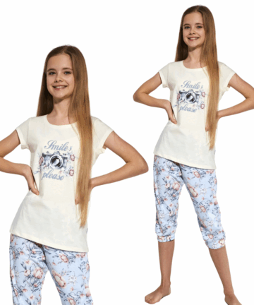 Piżama dziewczęca Cornette DZ 571/95 Smile ecri