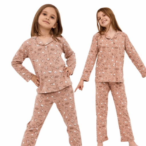 Piżama dziewczęca Cornette 973/195 Smile 4 134-164 mocca długa bawełna
