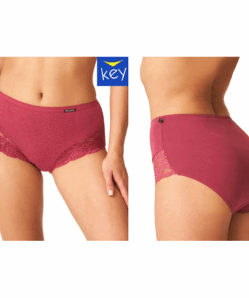 2-PACK Figi damskie KEY LPF-729 Hot Touch bordowe bawełniane