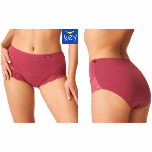 2-PACK Figi damskie KEY LPF-729 Hot Touch bordowe bawełniane