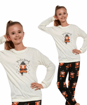 Piżama dziewczęca Cornette DZ KD-594/160 Winter Bear ecri