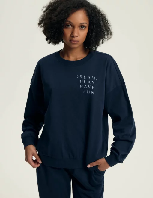 Piżama damska Henderson Ladies 43705 Delancy navy długa bawełna - obrazek 5