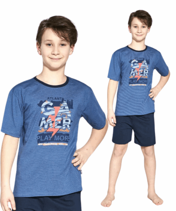 Piżama chłopięca Cornette 476/92 Gamer jeans krótka bawełna