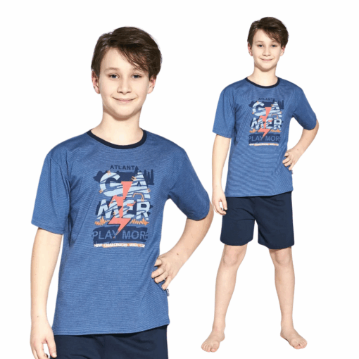 Piżama chłopięca Cornette 476/92 Gamer jeans krótka bawełna