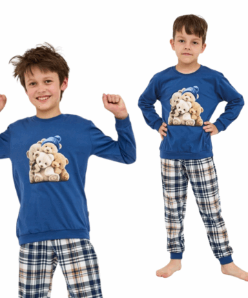 Piżama chłopięca Cornette 593/174 Bears 86-128 jeans długa bawełna