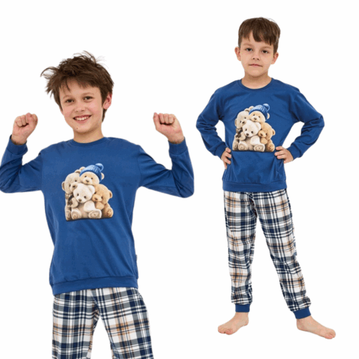 Piżama chłopięca Cornette 593/174 Bears 86-128 jeans długa bawełna