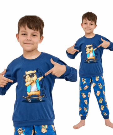 Piżama chłopięca Cornette 766/177 Capybara 134-164 jeans długa bawełna