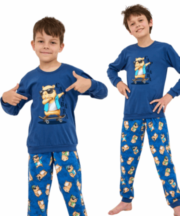Piżama chłopięca Cornette 966/177 Capybara jeans długa bawełna WYPRZEDAŻ